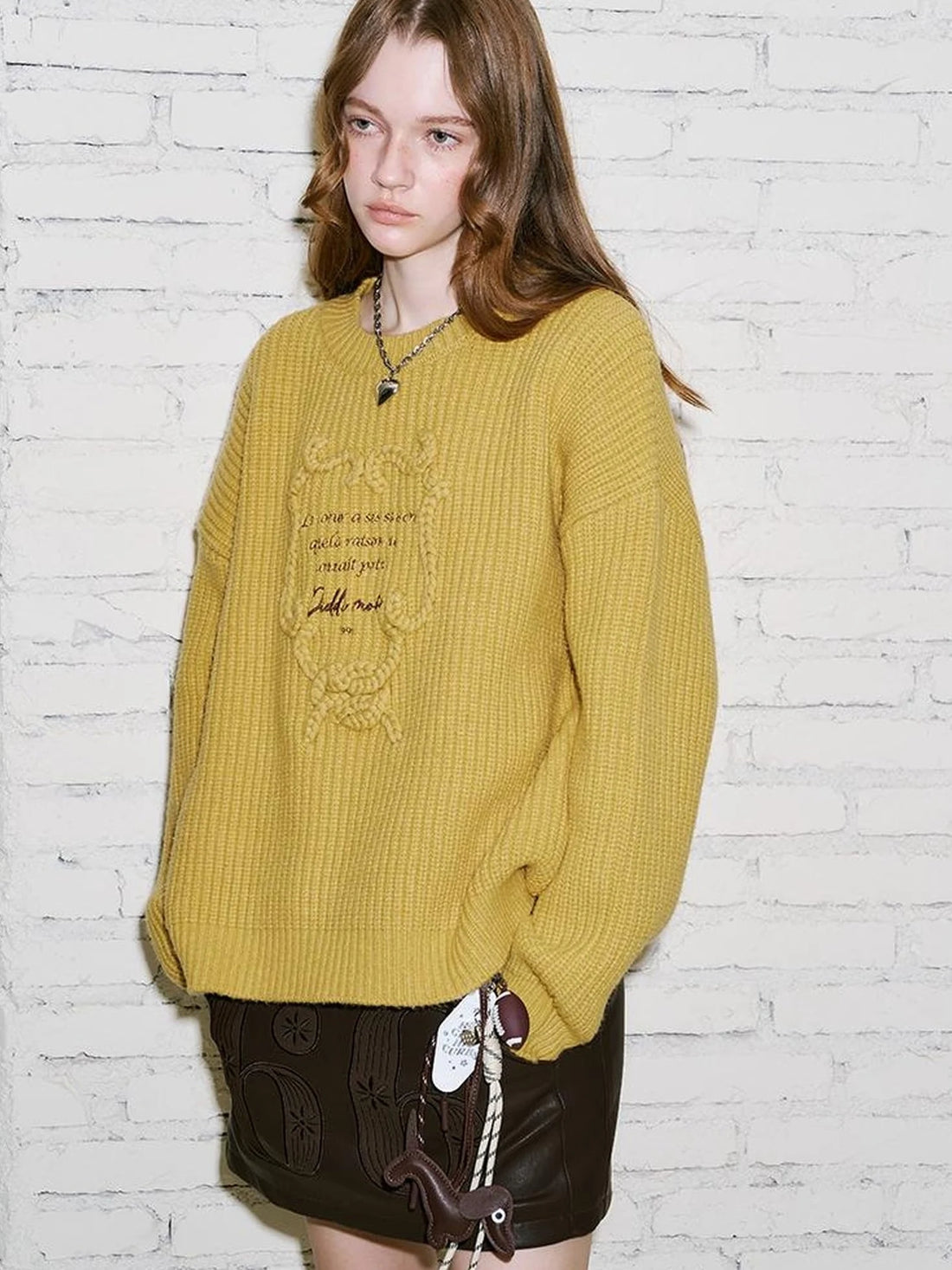 Elegant Tape Embroidered Letter Sweater