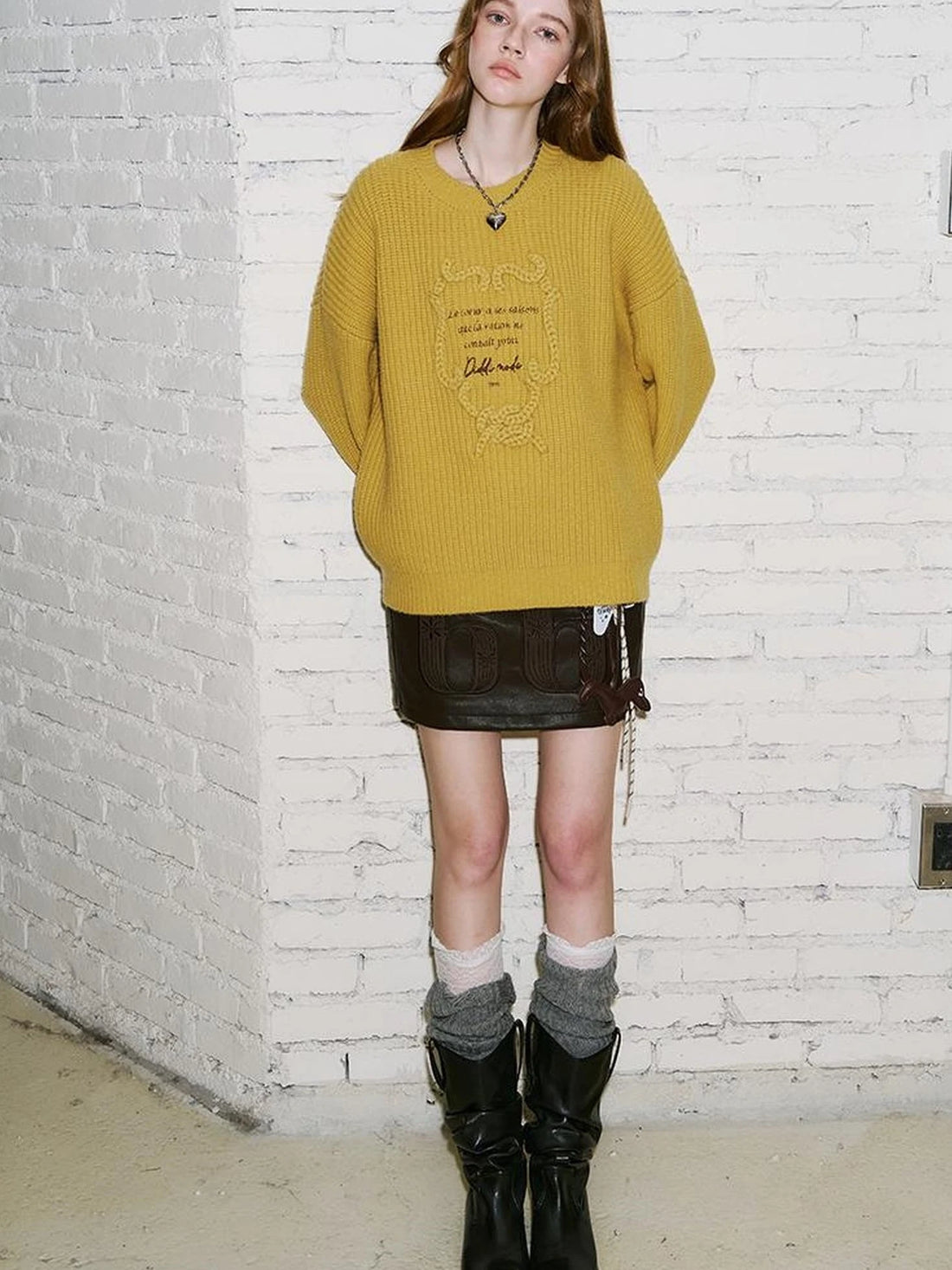 Elegant Tape Embroidered Letter Sweater