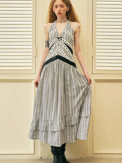 Elegant V Neck Lace Sequin Resort Maxi Dress