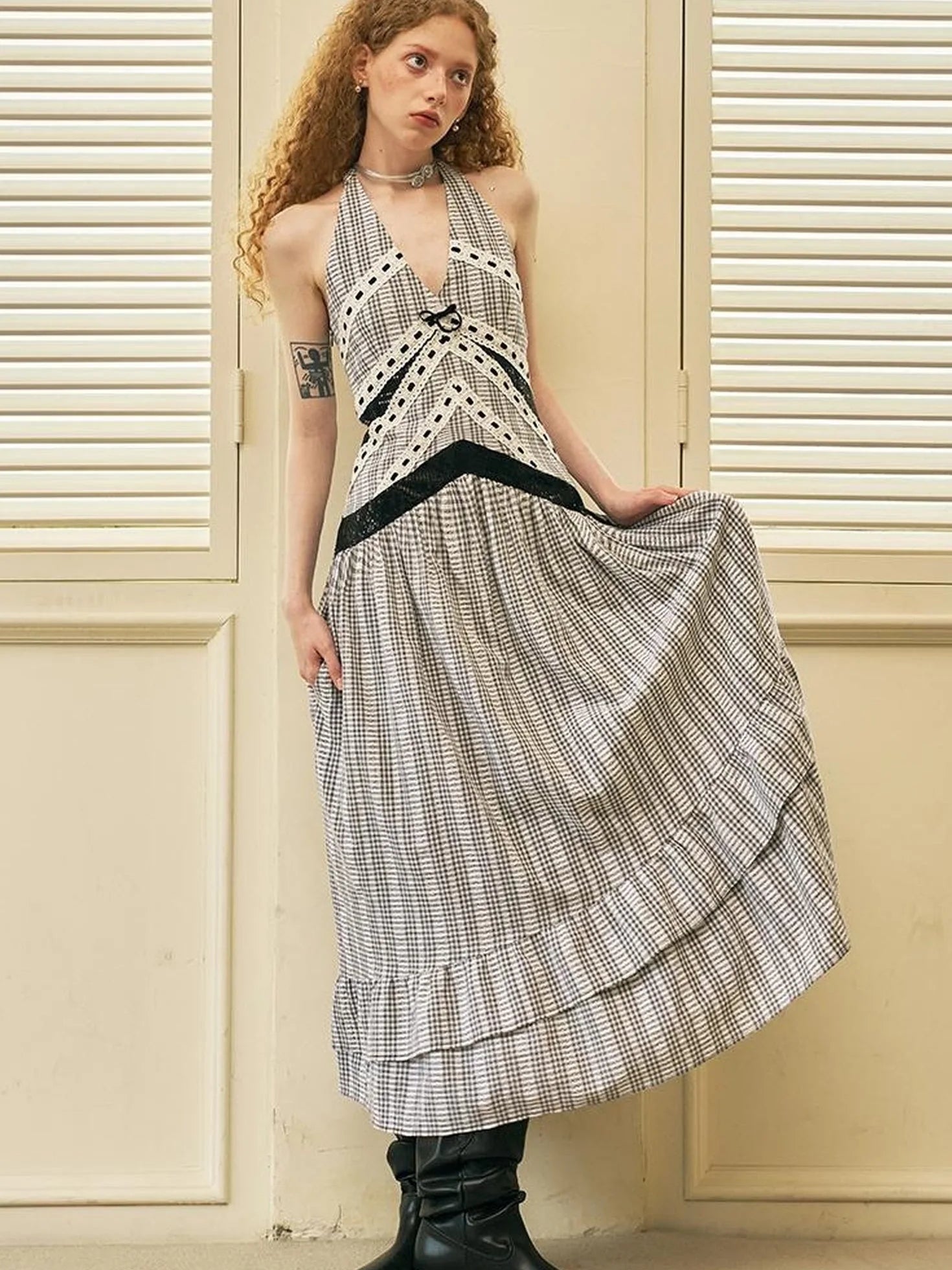 Elegant V Neck Lace Sequin Resort Maxi Dress