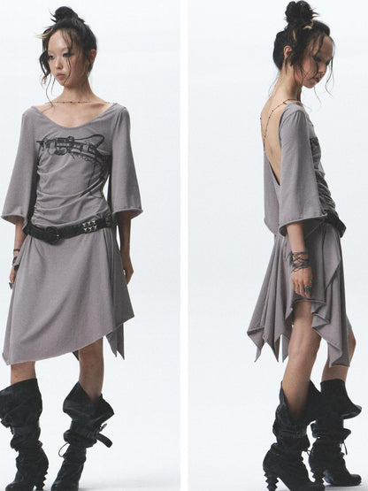 NONAME SPACE Elf Willow Lock High Elastic Asymmetrical Pleated Dress