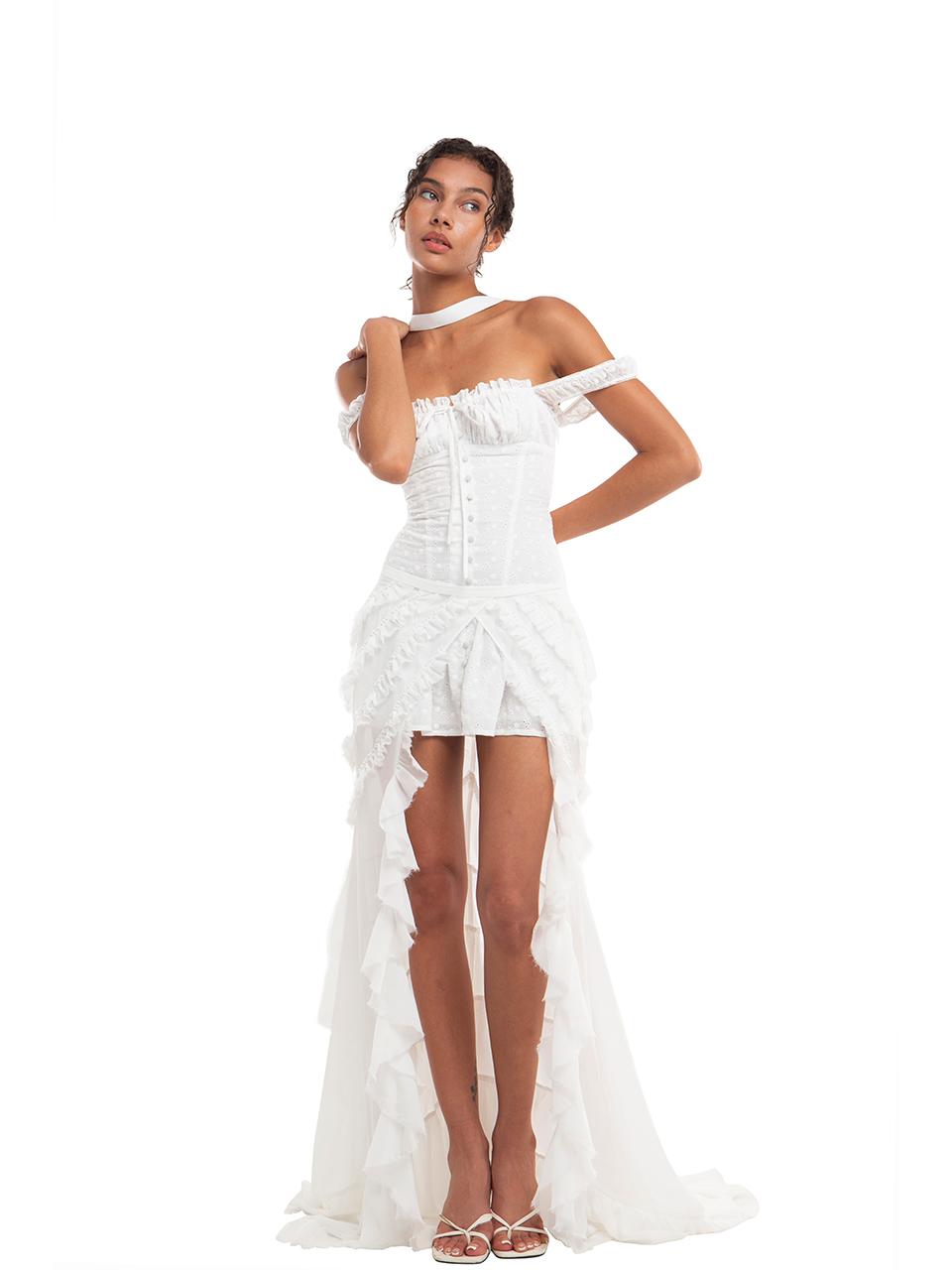 SweetChilling Embroidered Bodycon Waist Sashay Slit Maxi Dresses