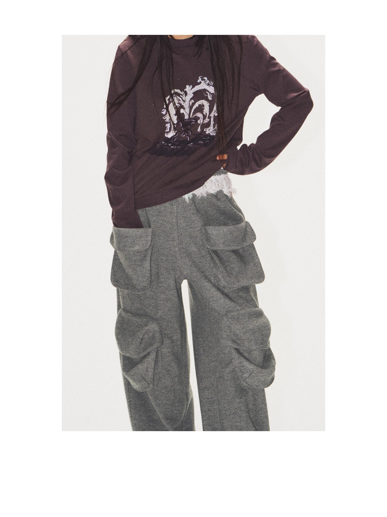 Embroidered Multi-Pocket Heavyweight Straight-Leg Sweatpants Casual Style