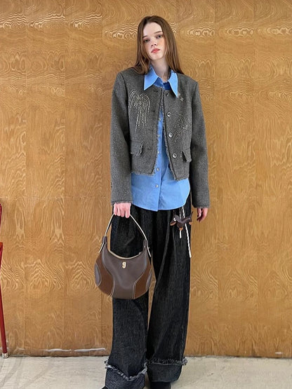 Embroidered Tweed Short Jacket With Beaded Fireworks