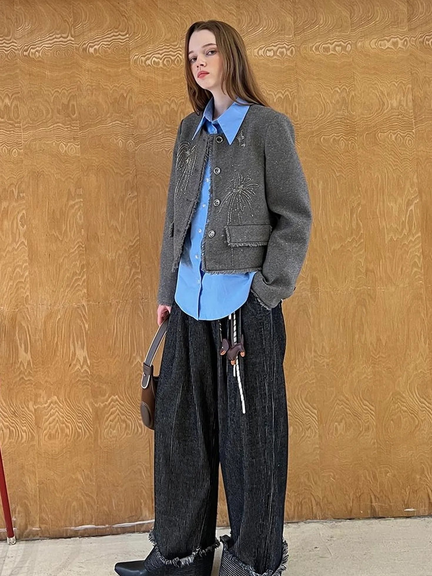 Embroidered Tweed Short Jacket With Beaded Fireworks