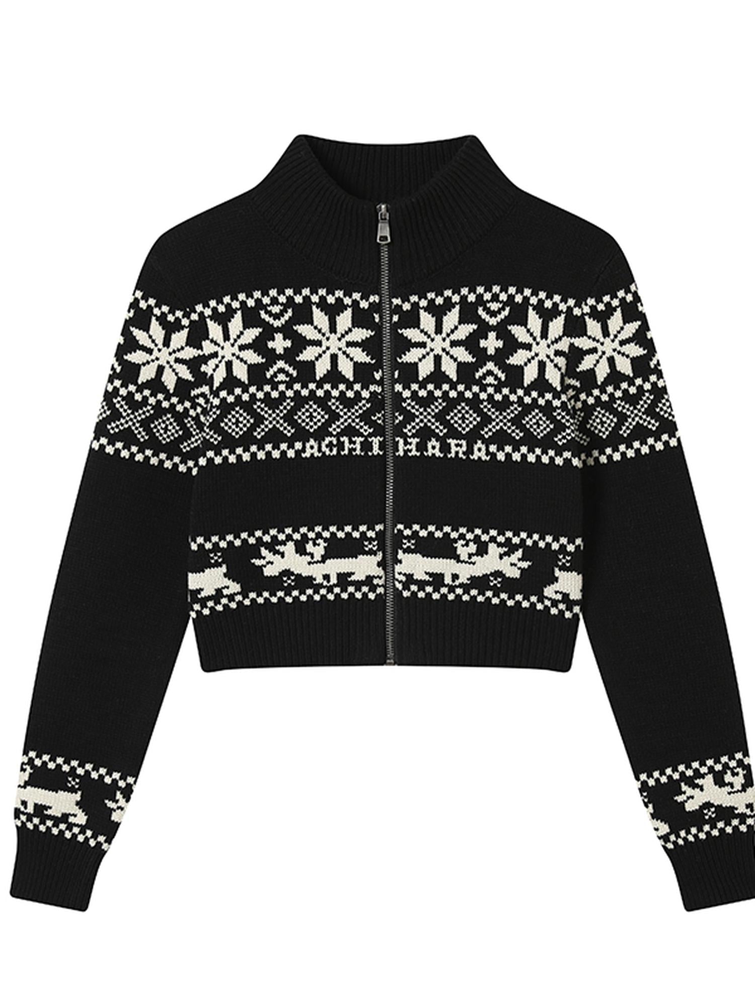 Achihara Emo Xmas Deer Knit Cardigan