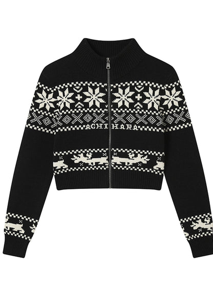 Achihara Emo Xmas Deer Knit Cardigan