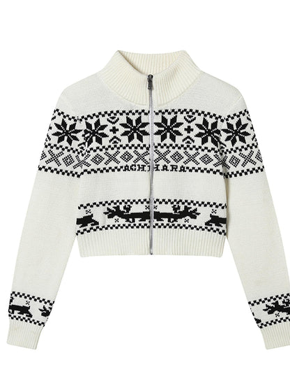 Achihara Emo Xmas Deer Knit Cardigan