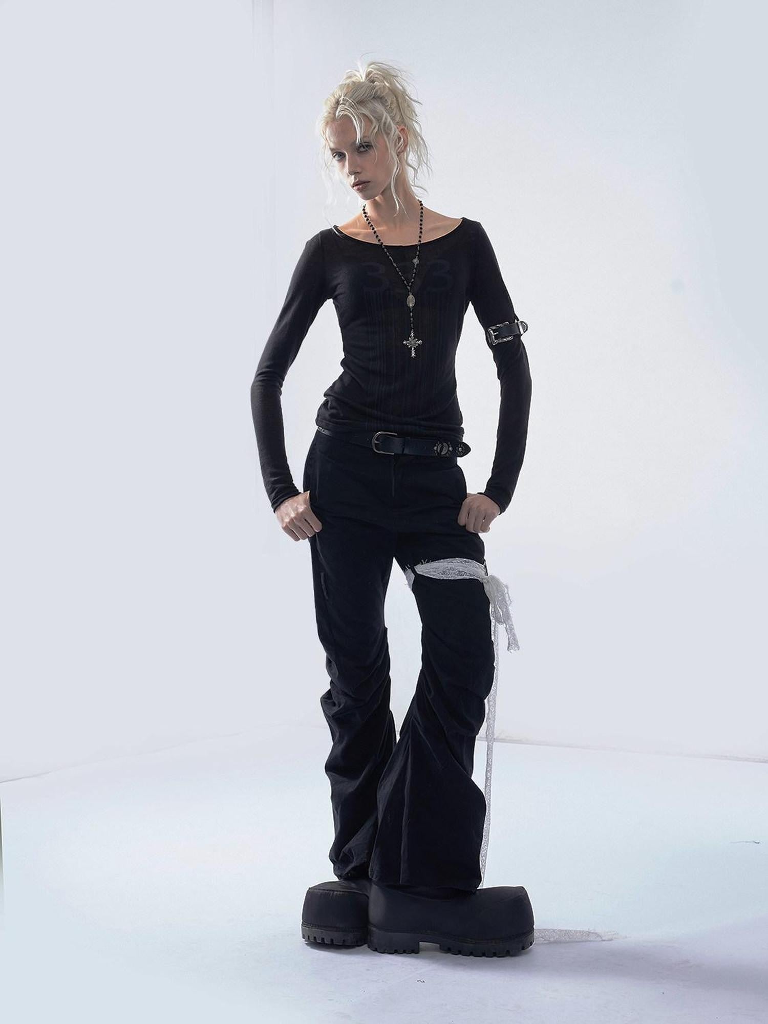 Emoha Angel Print Number Gothic Slim Fit Women&