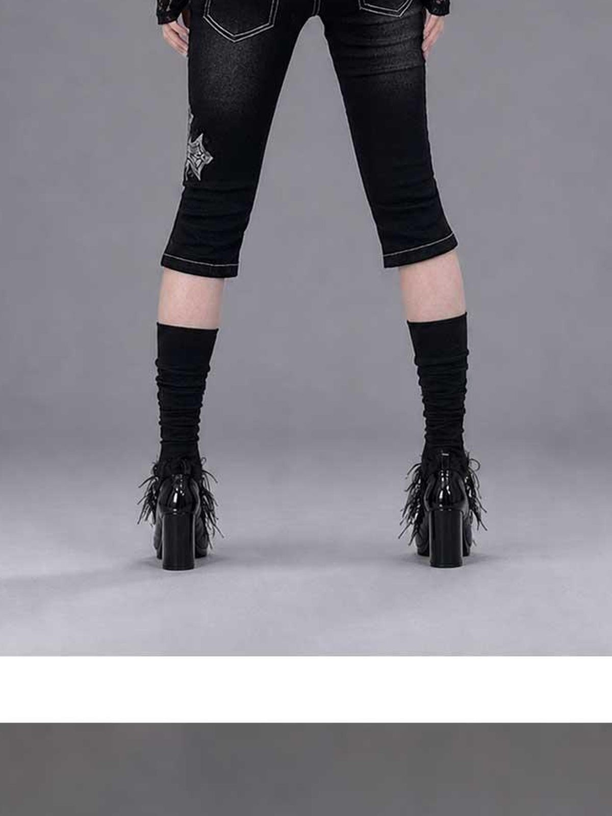 Emoha Black Lace Cutout Square Neck Letter Print Slim Women&