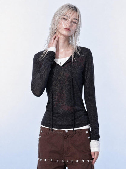 Emoha Black Lace Up Letter Print Punk Slim Women&