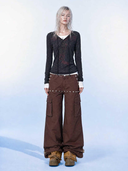 Emoha Black Lace Up Letter Print Punk Slim Women&