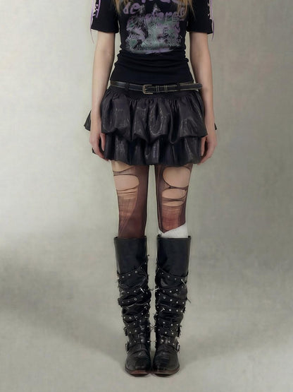 Emoha Black Lace Up One Shoulder Letter Print Women&
