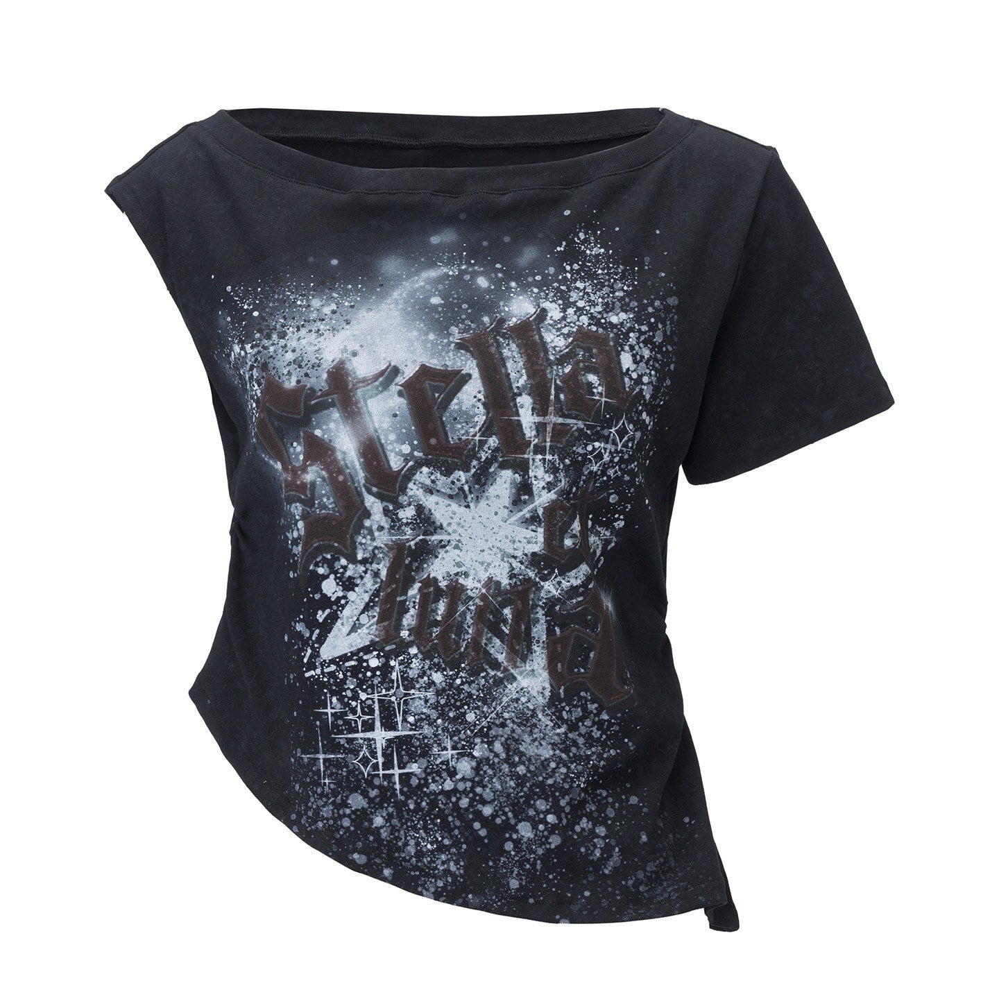 Emoha_Black_Star_Print_Asymmetric_Waist_Slimming_Women&