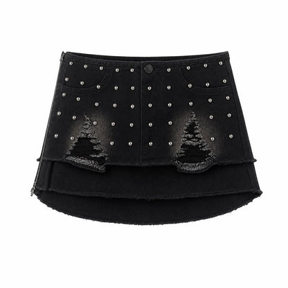 Emoha_Black_Studded_Low_Waist_Metal_Hardware_A_Line_Women&