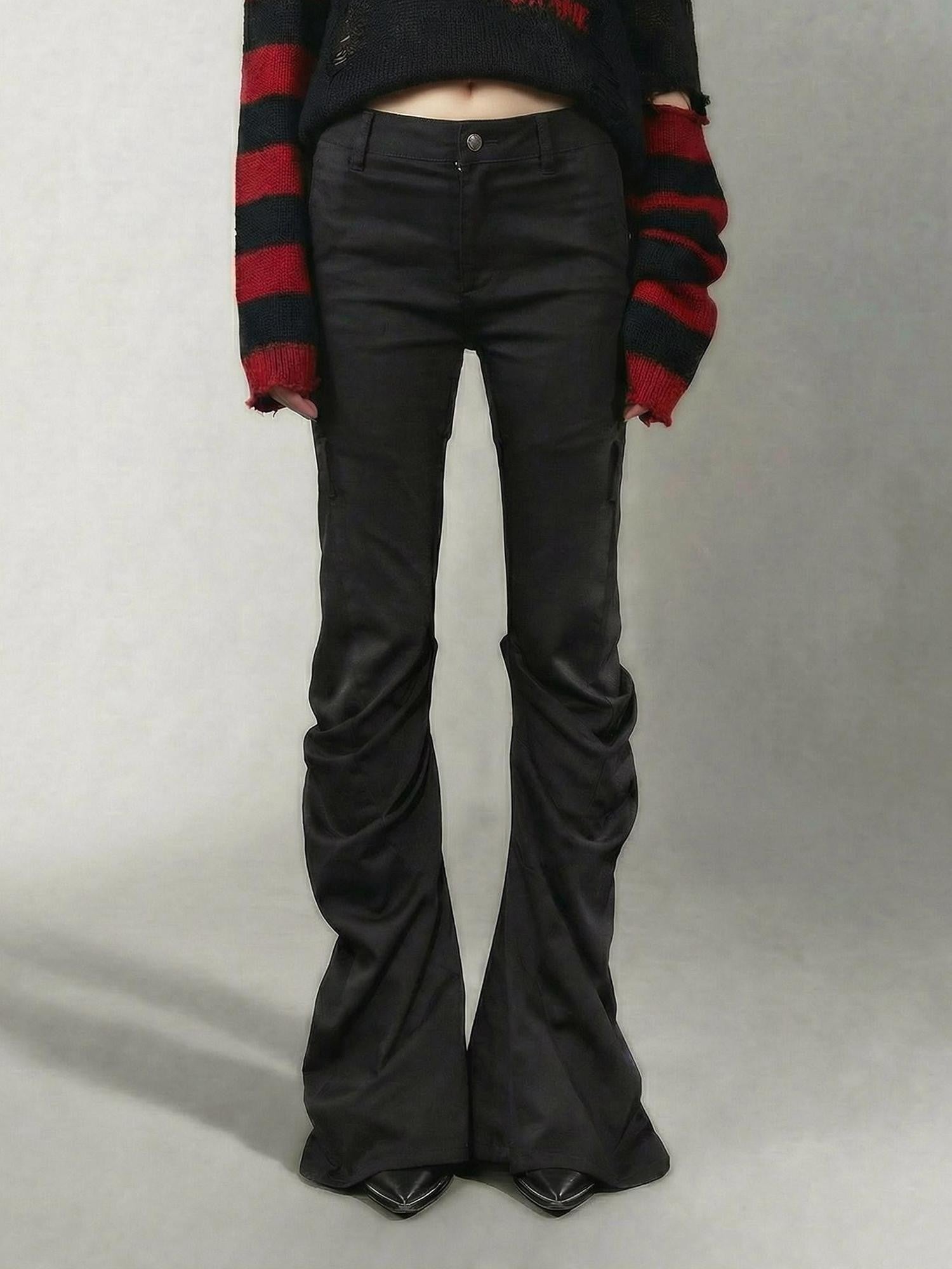 Emoha Black Wing Print Ruched High Stretch Slim Punk Women&