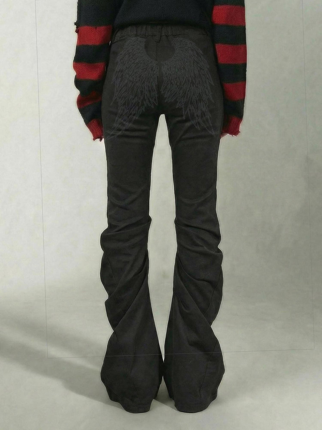 Emoha Black Wing Print Ruched High Stretch Slim Punk Women&