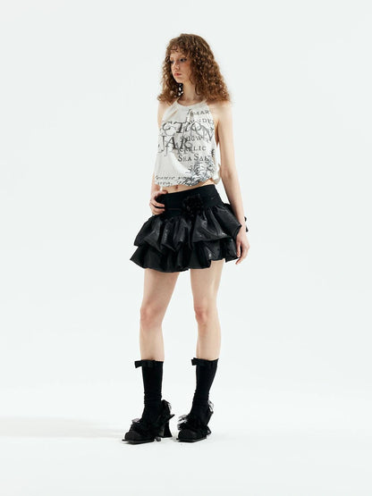Black Witch Bubble Gothic Y2k V-neck T-shirt Long Sleeve Ballet Dress