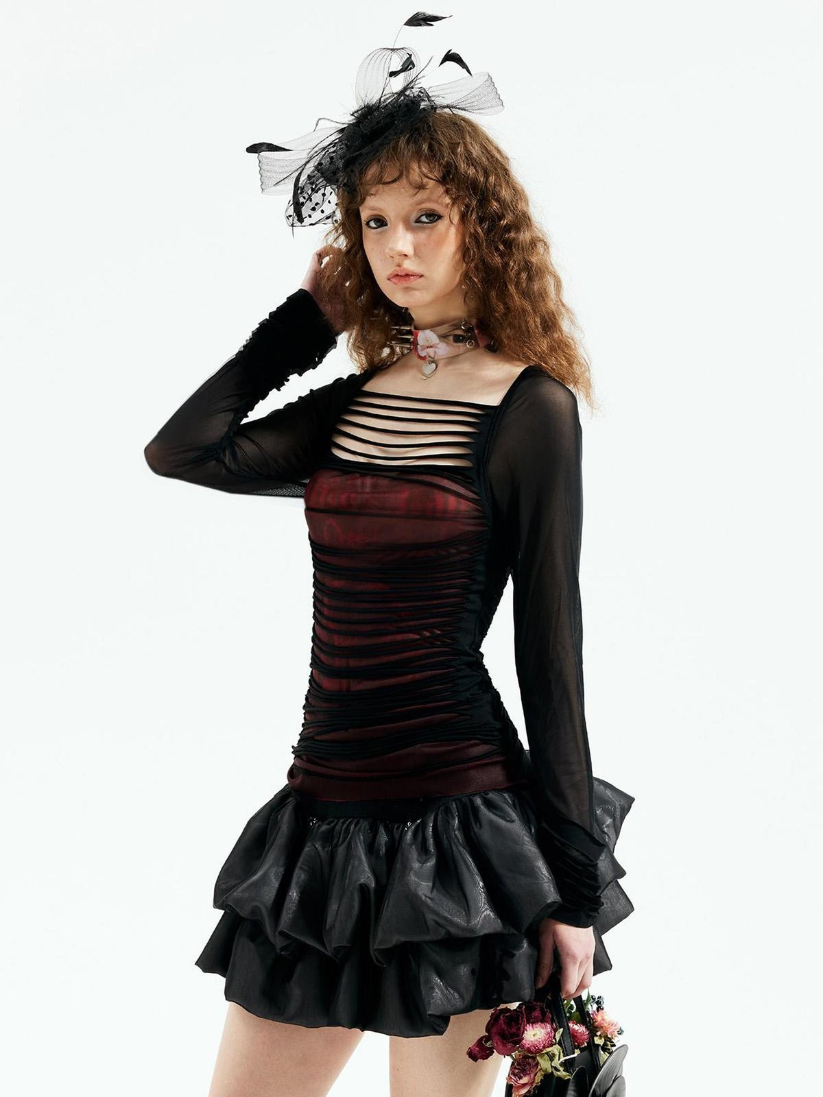 Emoha Black Witch Cutout Mesh Gothic Punk Women&