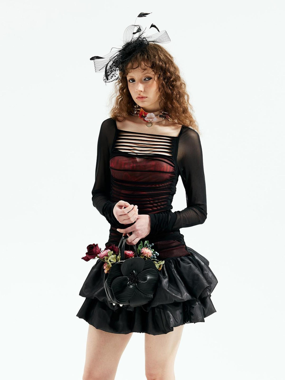 Emoha Black Witch Cutout Mesh Gothic Punk Women&