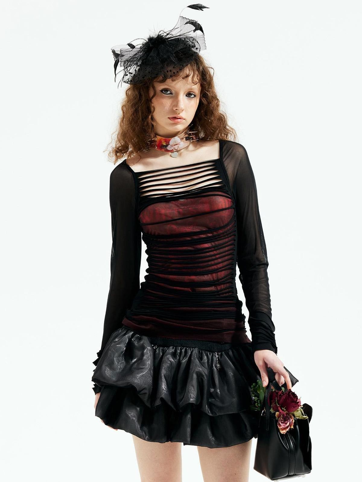 Emoha Black Witch Cutout Mesh Gothic Punk Women&