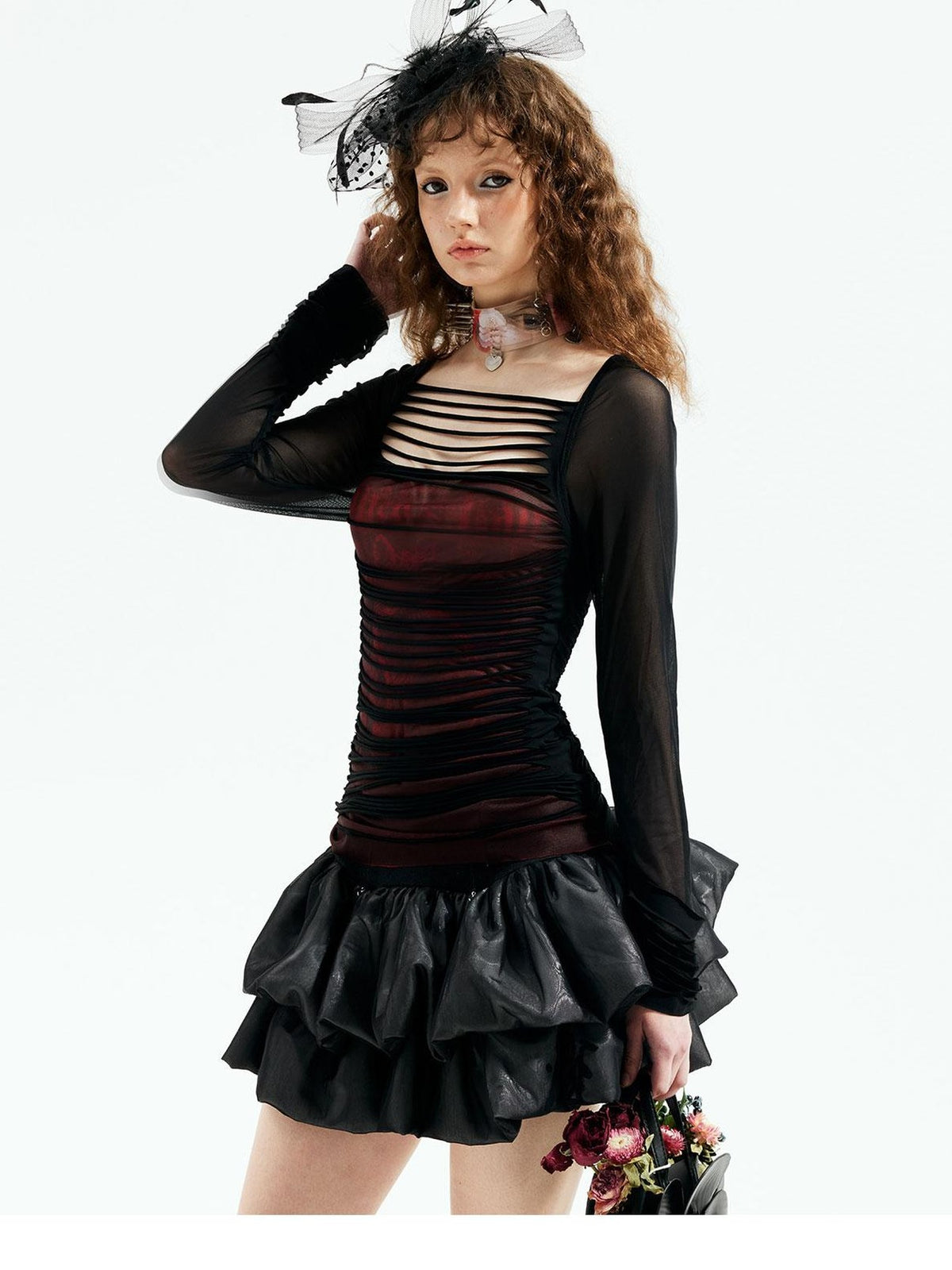 Emoha Black Witch Cutout Mesh Gothic Punk Women&
