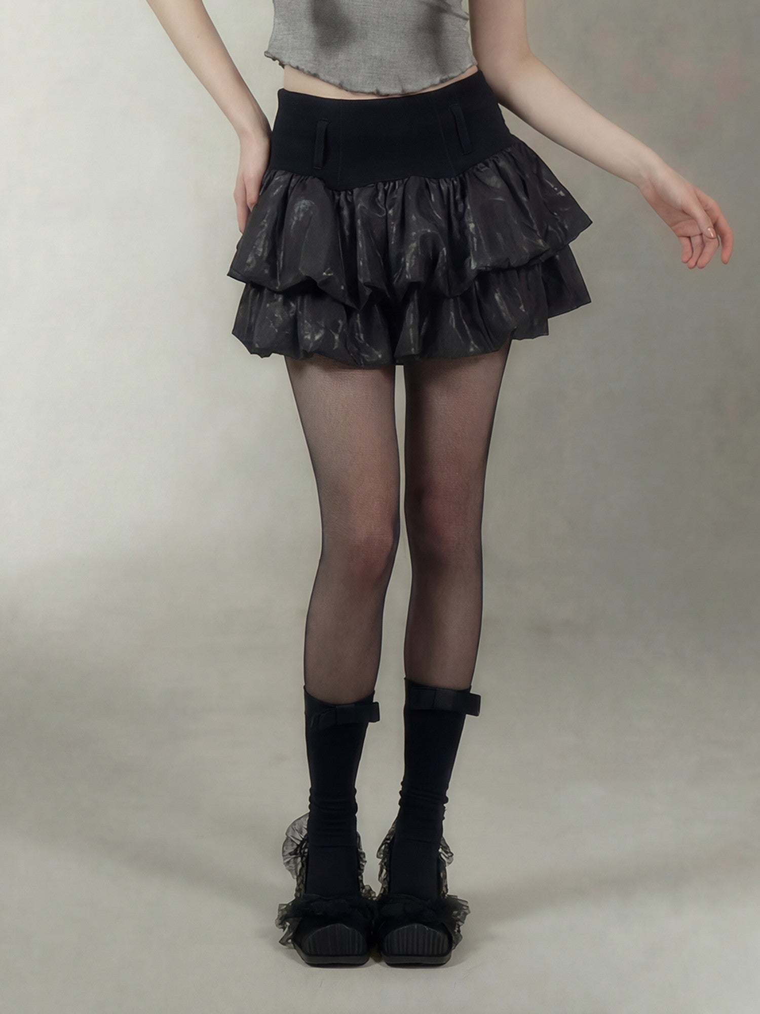 Emoha Black Witch Puffy Punk Ballet High Waist Women&