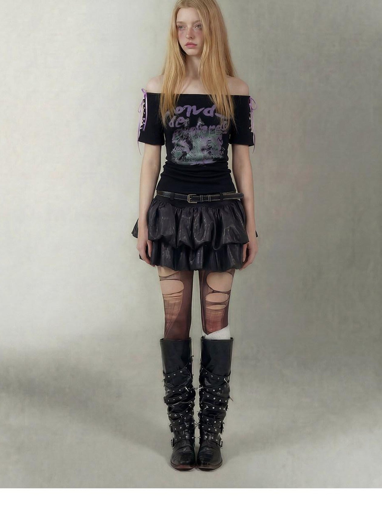 Emoha Black Witch Puffy Punk Ballet High Waist Women&