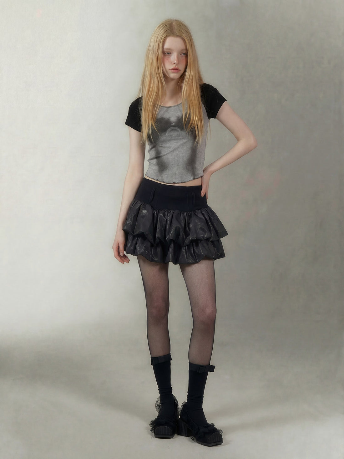 Emoha Black Witch Puffy Punk Ballet High Waist Women&