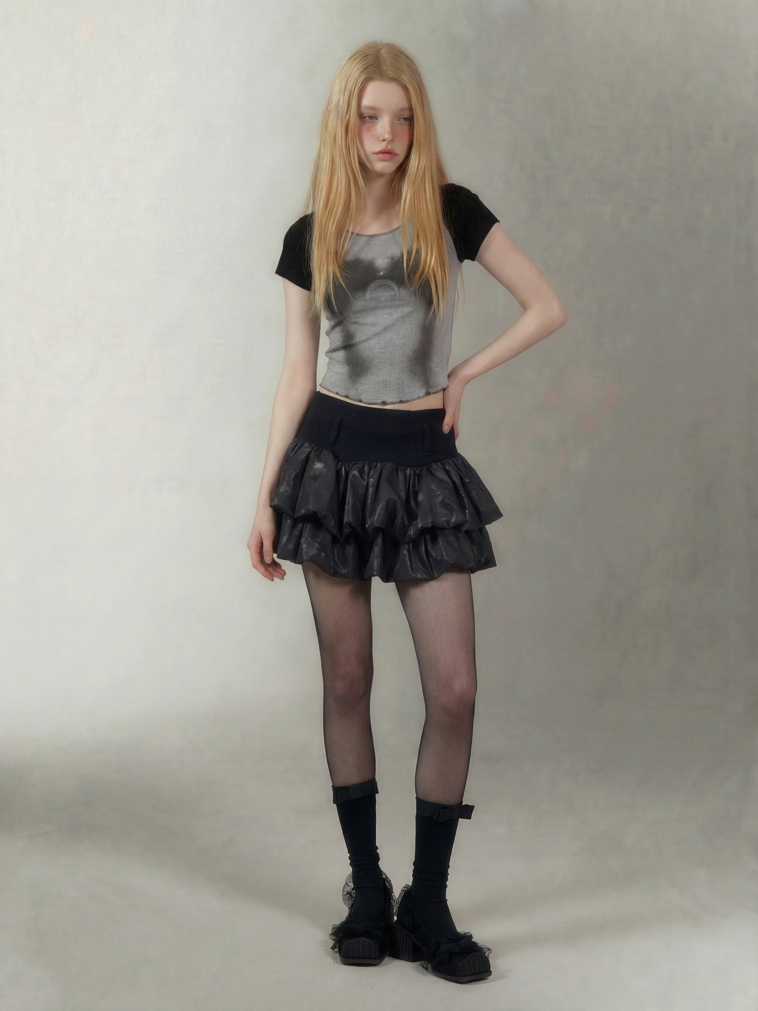 Emoha Black Witch Puffy Punk Ballet High Waist Women&