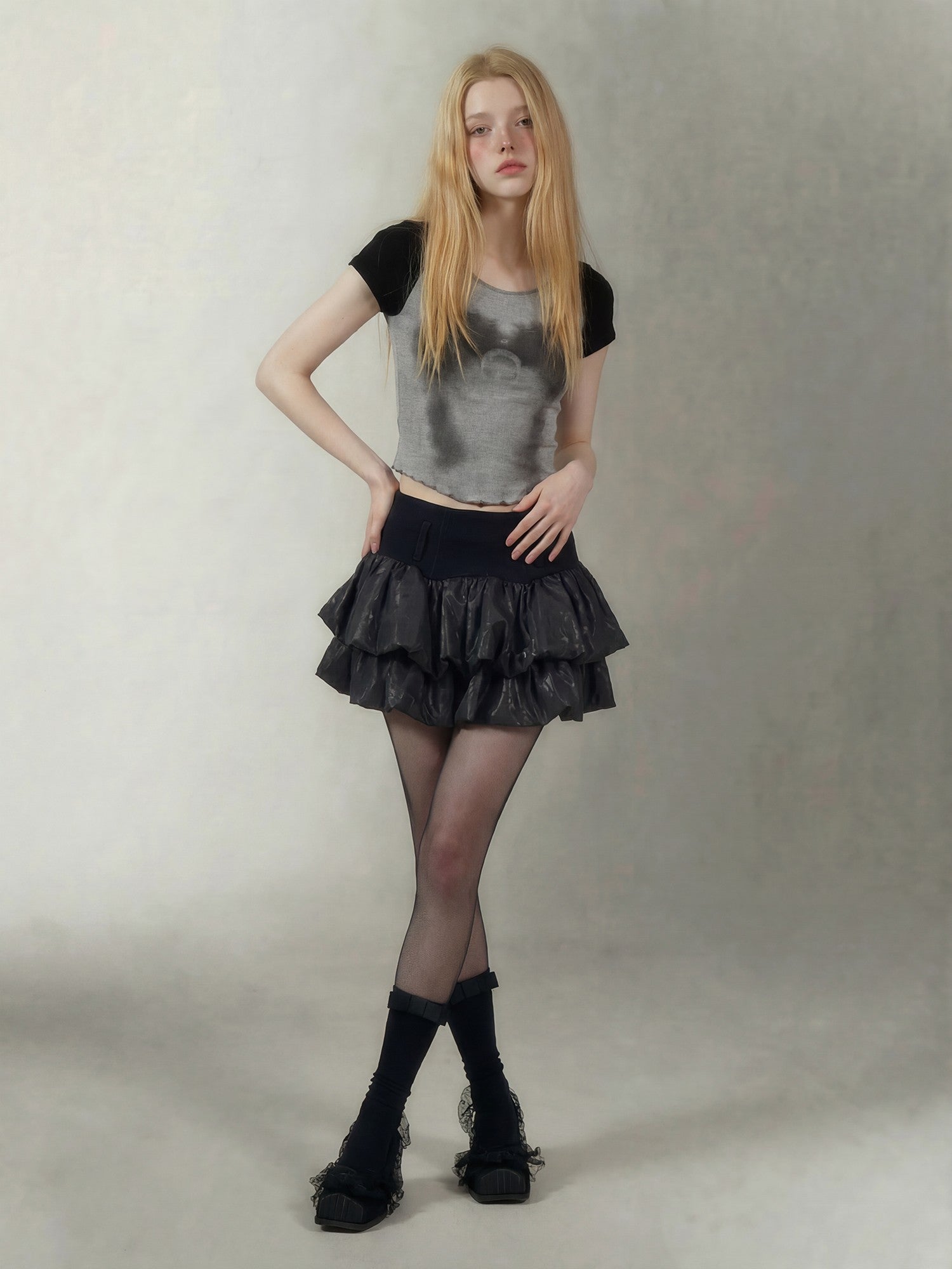Emoha Black Witch Puffy Punk Ballet High Waist Women&