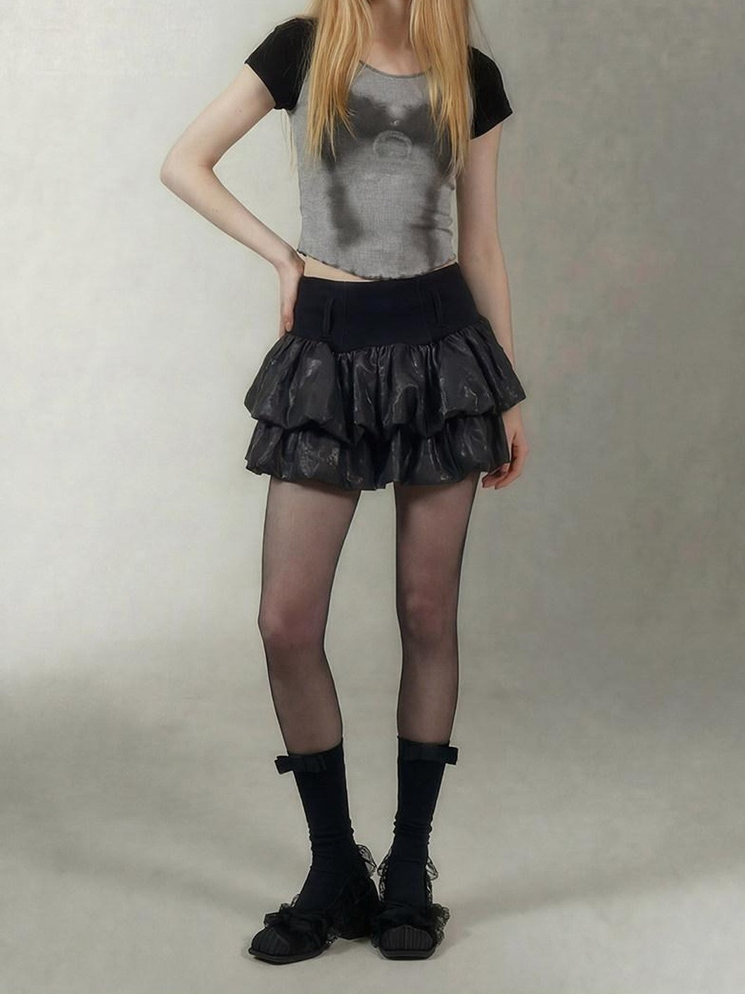 Emoha Black Witch Puffy Punk Ballet High Waist Women&