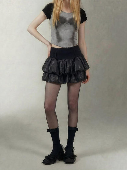 Emoha Black Witch Puffy Punk Ballet High Waist Women&