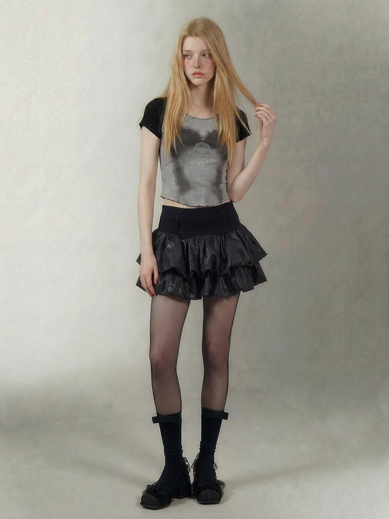 Emoha Black Witch Puffy Punk Ballet High Waist Women&