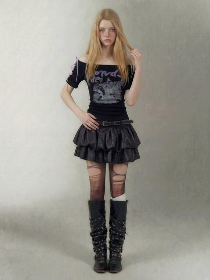 Emoha Black Witch Puffy Punk Ballet High Waist Women&