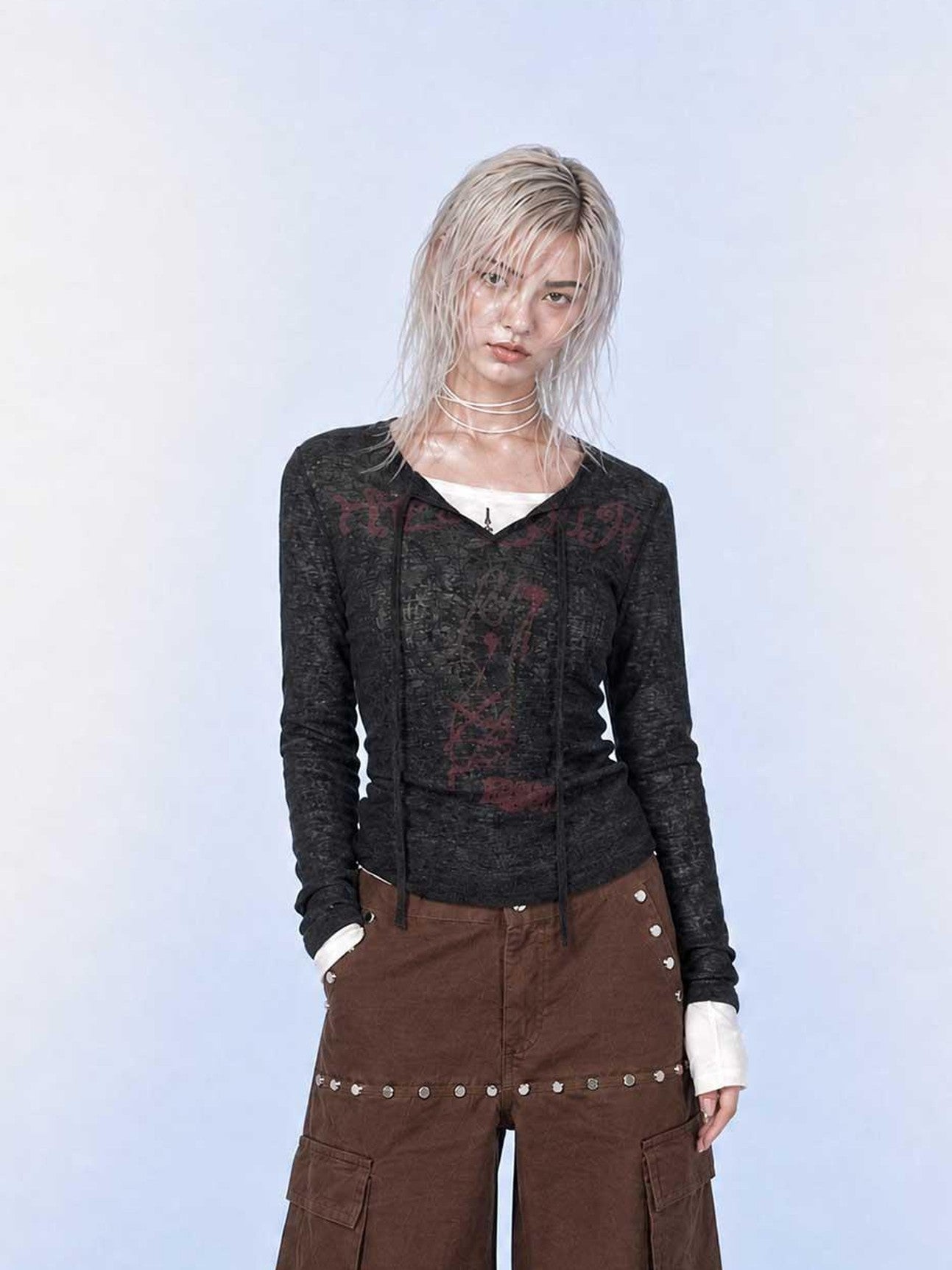 Emoha Brown Cargo Multi Pocket Studded Curved Women&