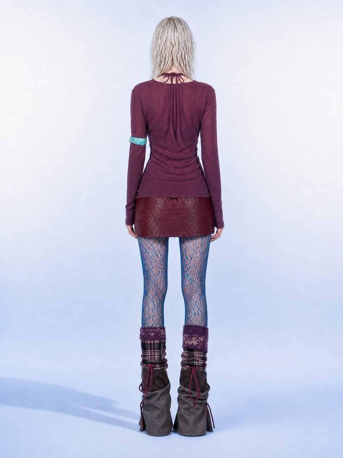 Emoha Burgundy Lace 3d Embellished Slimming High Waist Women&