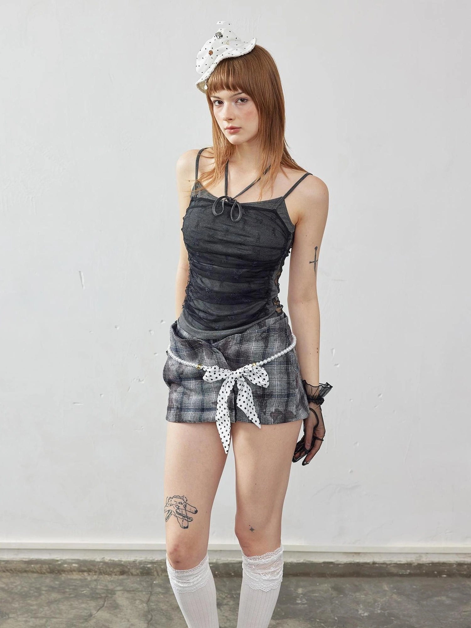 Emoha Butterfly Grid Miu Style Academic Skirt