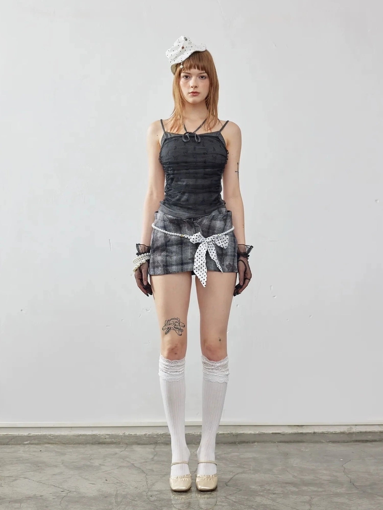 Emoha Butterfly Grid Miu Style Academic Skirt