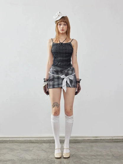Emoha Butterfly Grid Miu Style Academic Skirt