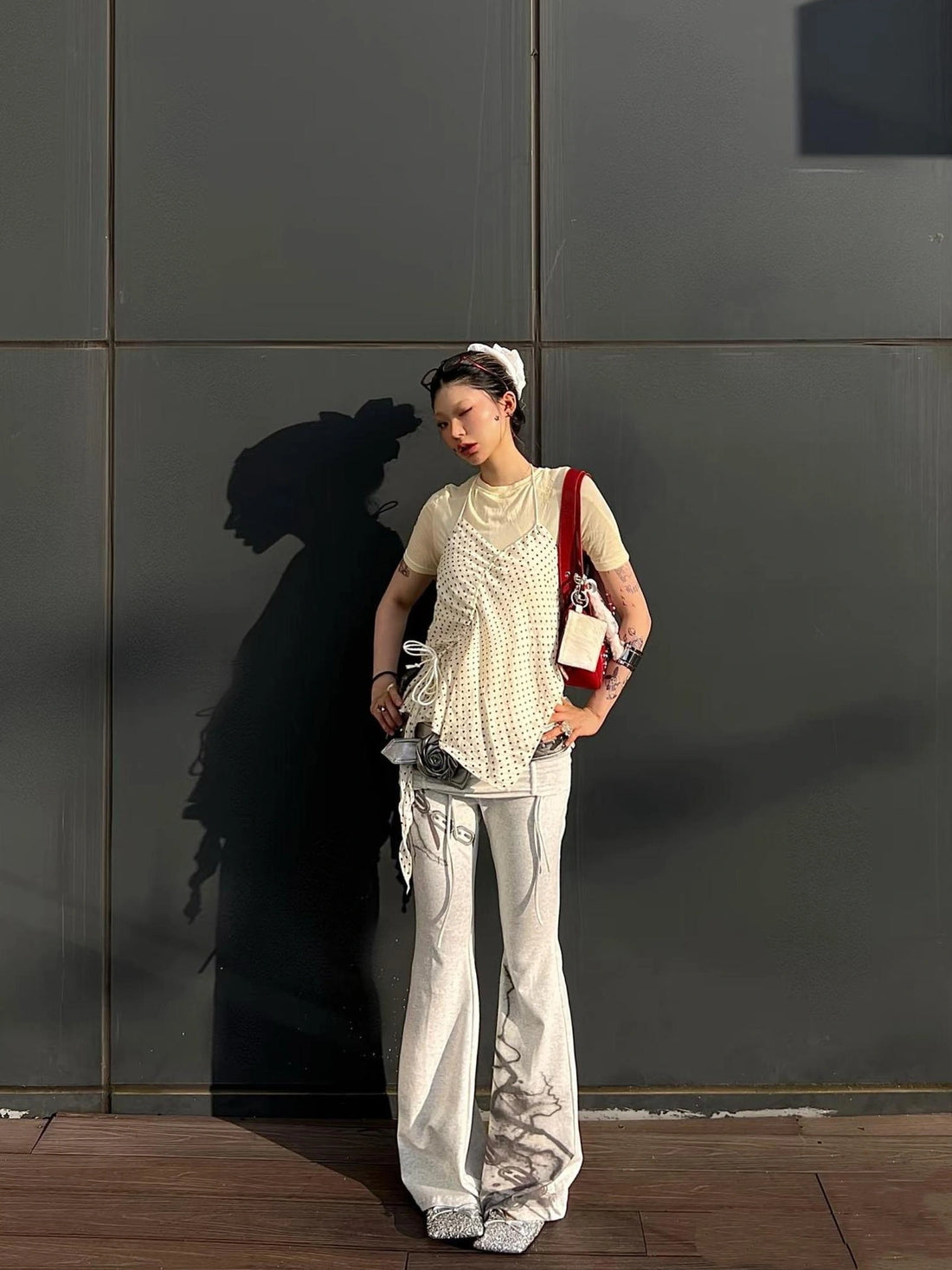 Emoha Cool Tech Floral Print High Waist Flared Sweatpants