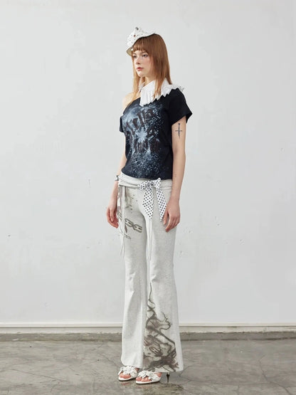 Emoha Cool Tech Floral Print High Waist Flared Sweatpants
