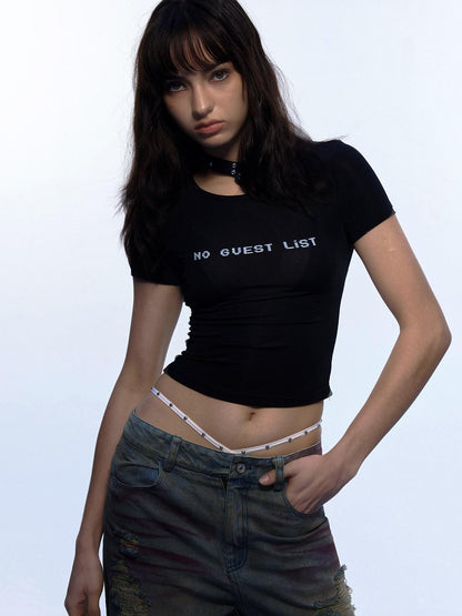 Emoha Cropped Printed Slogan Slim Fit Quick Dry Women&