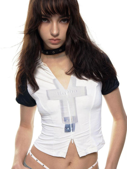 Emoha Cross Design Y2k Stretch Sportswear