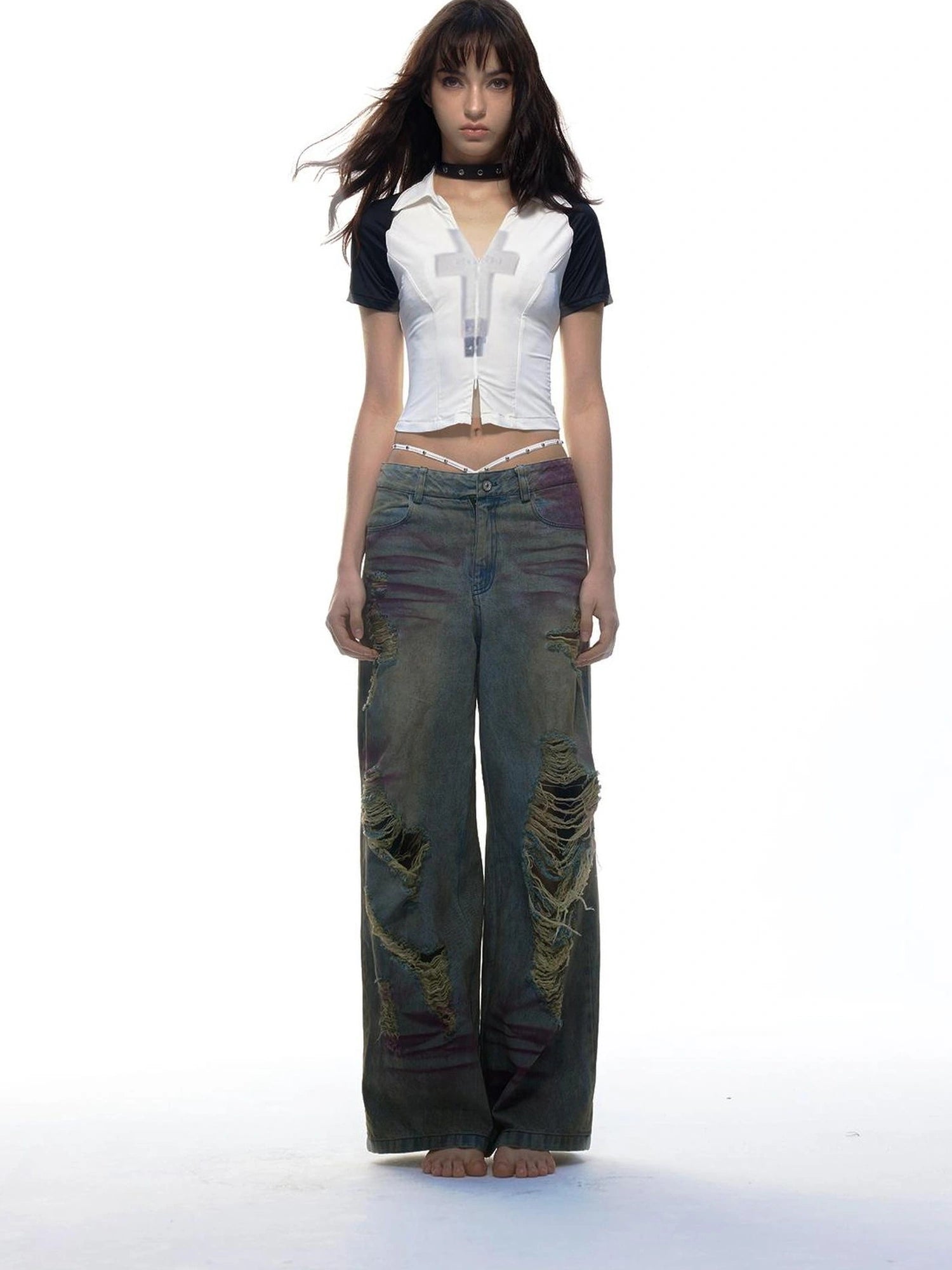 Emoha Cross Design Y2k Stretch Sportswear