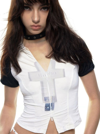 Emoha Cross Design Y2k Stretch Sportswear