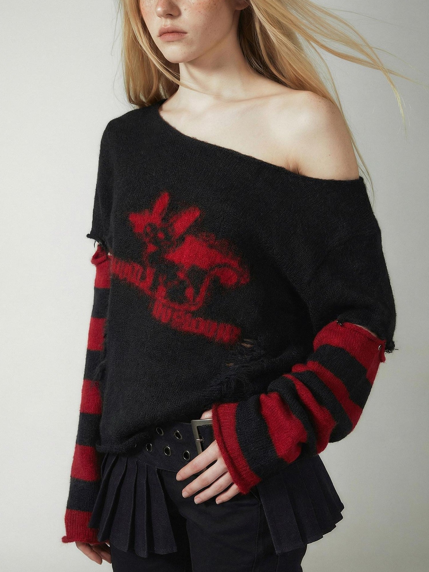 Emoha Detachable Knitted Punk Bat Rabbit Women&