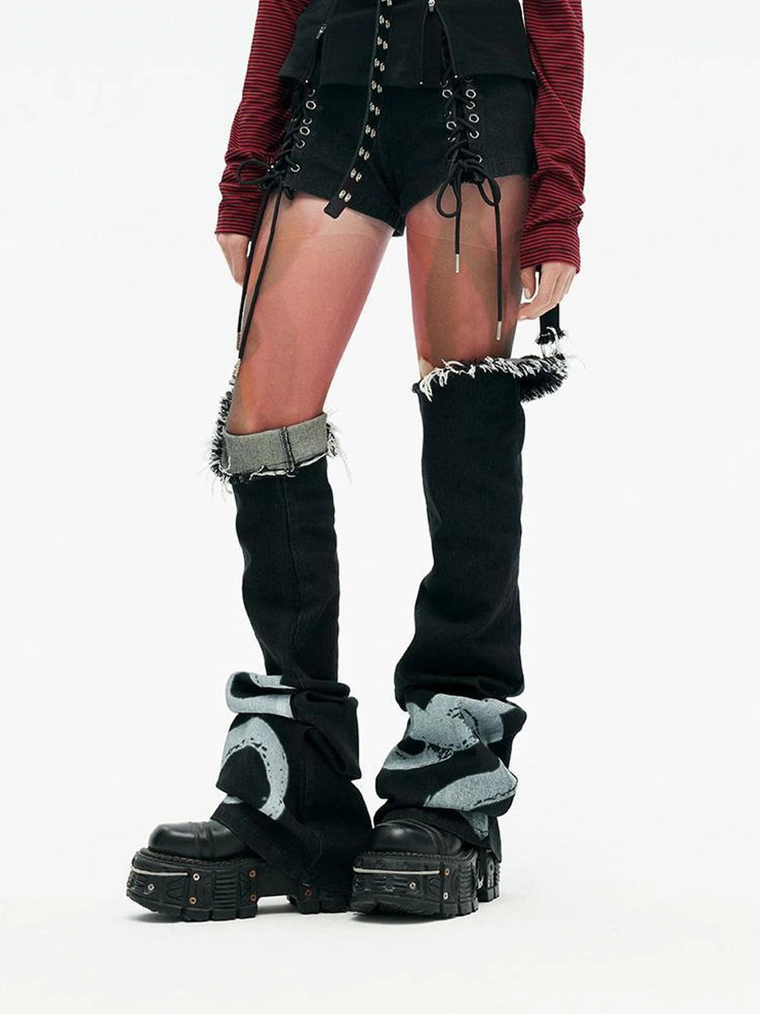 Emoha Detachable Snake Print Y2k Denial Leggings