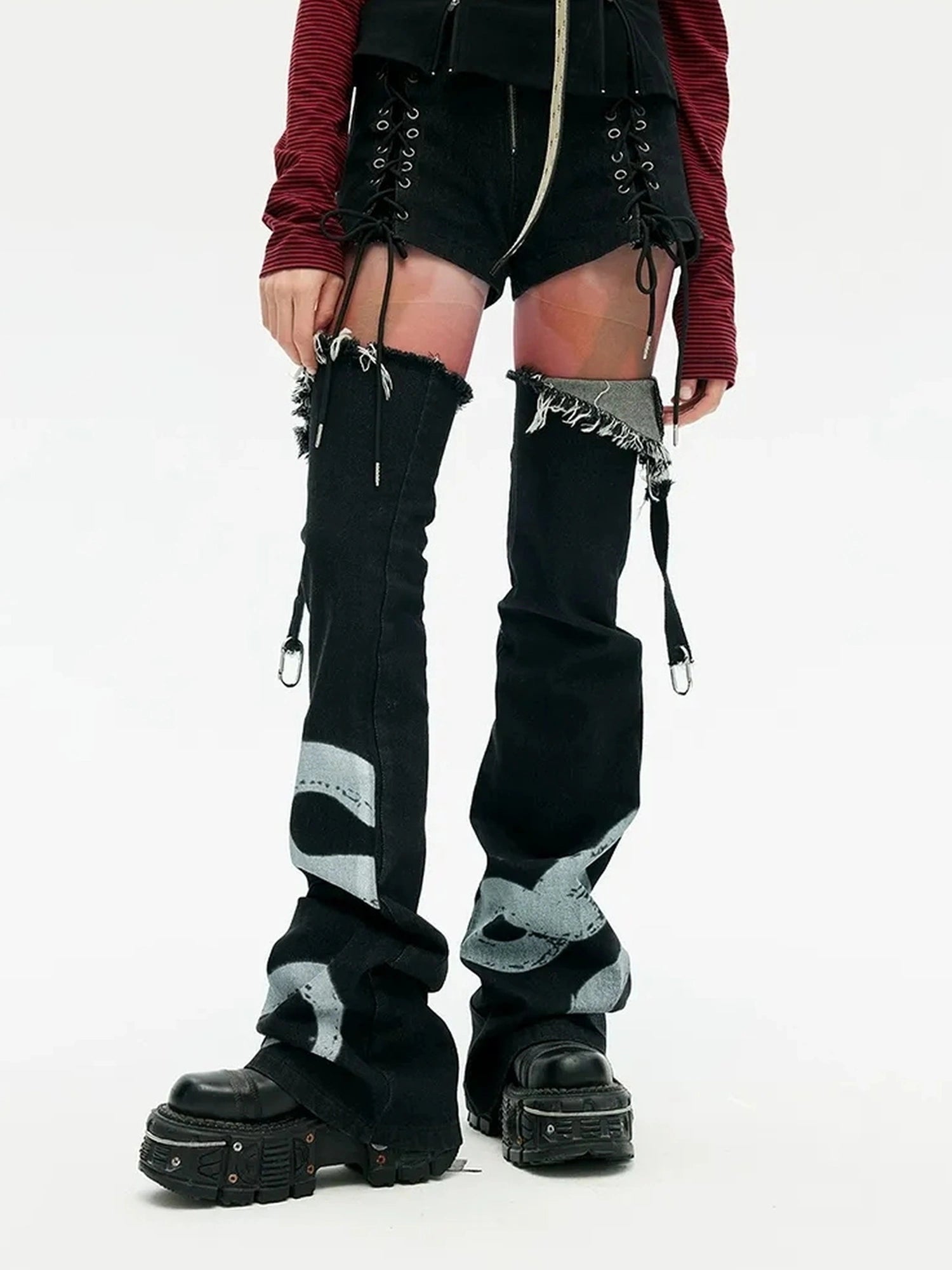 Emoha Detachable Snake Print Y2k Denial Leggings