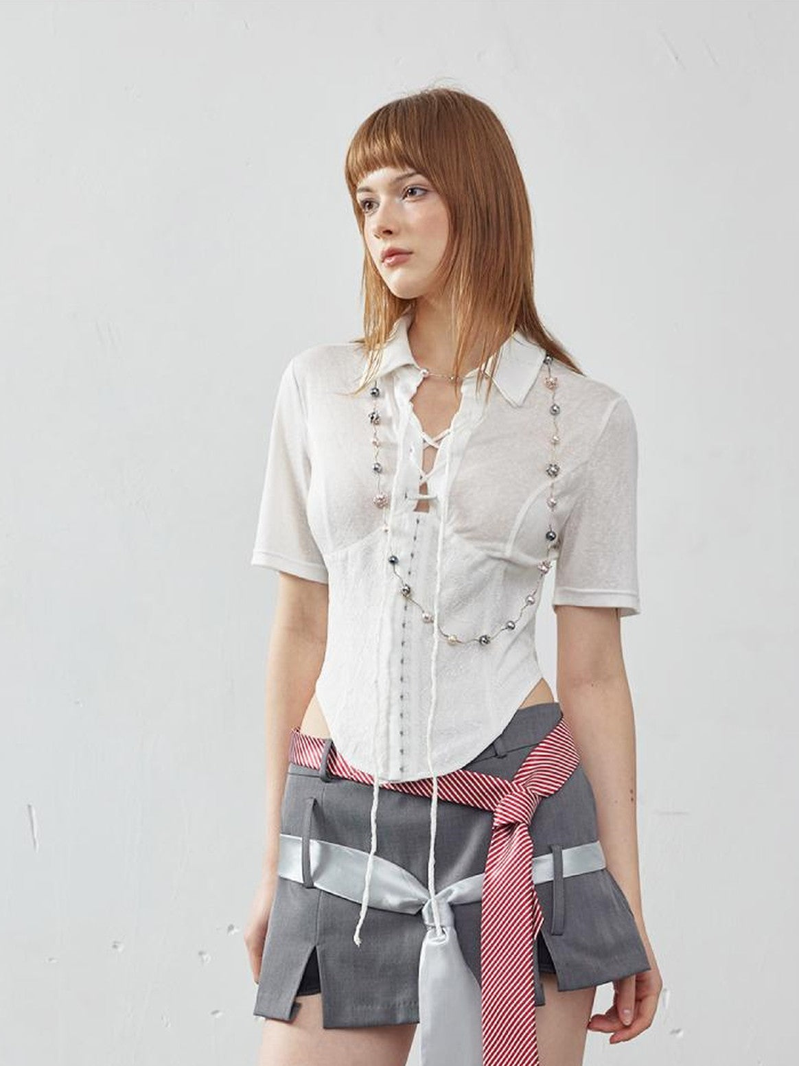 Emoha Elegant Herringbone Floral Tie Waist Slim Fit Women&